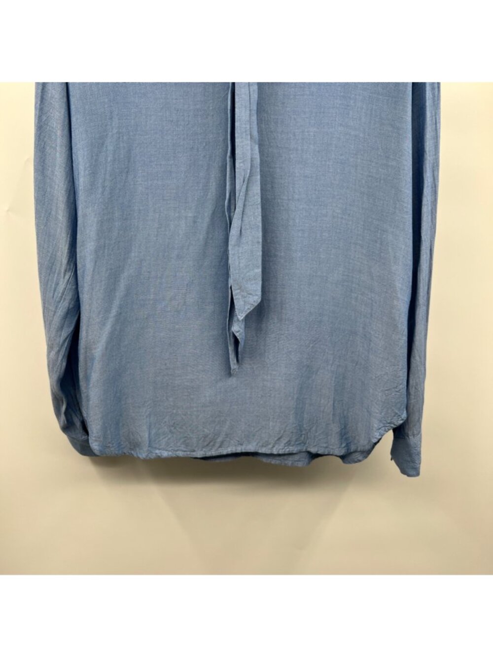 Loft Womens Long Sleeve Top Blue Tie Neck Pullover Size Small - Picture 3 of 9